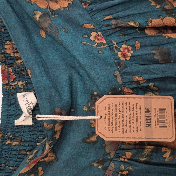 Natural Life Teal Floral Midi Skirt - Picture 3 of 5